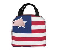 QWVBN Sac à déjeuner en aluminium épais avec poignée - Motif drapeau du Libéria - Conserve la chaleur et la fraîcheur - Idéal pour les trajets et les pique-niques.