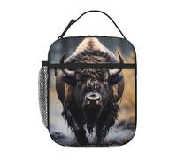 Qwvbn Sac à déjeuner portable avec imprimé bison d'Amérique du Nord, léger et isolé, convient pour les hommes et les femmes, idéal pour les pique-niques et les voyages