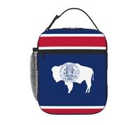 Qwvbn Sac à déjeuner portable avec imprimé drapeau de l'État du Wyoming, léger et isolé, convient pour les hommes et les femmes, idéal pour les pique-niques et les voyages