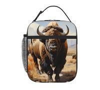 Qwvbn Sac à déjeuner portable avec imprimé troupeau de bison d'Amérique du Nord, léger et isolé, convient pour les hommes et les femmes, idéal pour les pique-niques et les voyages
