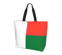 Qwvbn Sac de courses à une épaule pour femme, motif drapeau de Madagascar, design élégant et spacieux, parfait pour les trajets quotidiens et le shopping.