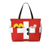 QWVBN Sac de voyage à motif drapeau suisse, léger et réutilisable, adapté pour les voyages en famille, la gym et les aventures en plein air.