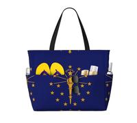 QWVBN Sac de voyage avec drapeau de l'État de l'Indiana, léger et réutilisable, adapté pour les voyages en famille, la gym et les aventures en plein air.