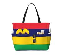QWVBN Sac de voyage avec drapeau de l'île Maurice, léger et réutilisable, adapté pour les voyages en famille, la gym et les aventures en plein air.