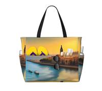 QWVBN Sac de voyage Sunset in Barcelona Beach, léger et réutilisable, adapté pour les voyages en famille, la gym et les aventures en plein air.