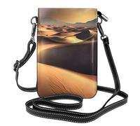 Qwvbn Sahara Desert Leather Sac à bandoulière à rabat pour téléphone portable, doux et imperméable, peut être utilisé comme portefeuille, avec une bandoulière amovible.