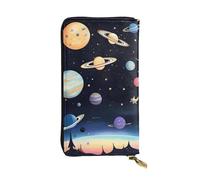 Qwvbn Saturn Jupiter Earth Prints Portefeuille long en cuir pour ranger les chèques et les téléphones portables Convient pour homme et femme
