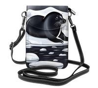 Qwvbn Scellé sur la glace, sac à bandoulière en cuir, doux et imperméable, peut être utilisé comme un portefeuille, avec une bandoulière amovible.