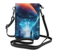 Qwvbn Science Fiction Future Sac à bandoulière en cuir, doux et imperméable, peut être utilisé comme portefeuille, avec une bandoulière amovible.