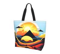 Qwvbn Sunrise Mountain Prints Sac de courses à une épaule pour femme, design spacieux et élégant, parfait pour les trajets quotidiens et le shopping.