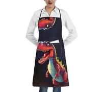 QWVBN Tablier dinosaure à grande bouche avec poches imperméables, durable et adapté pour les hommes et les femmes adultes dans la cuisine.