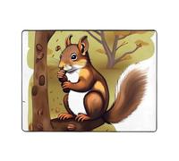 Qwvbn Tapis de sol antidérapant imprimé écureuil mangeur de noix 160 x 121,9 cm décoration d'intérieur doux et antidérapant adapté pour les salons, les hôtels et les bureaux.