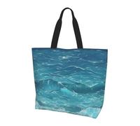 Qwvbn The Deep Blue Sea Prints Sac de courses à une épaule pour femme, design spacieux et élégant, parfait pour les trajets quotidiens et le shopping.