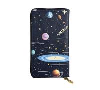 Qwvbn The Solar Family Portefeuille long en cuir avec imprimé pour chèques et téléphones portables, convient aussi bien aux hommes qu'aux femmes.