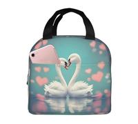 QWVBN The Swan in Love Sac à déjeuner épais en aluminium avec poignée, conserve la chaleur et la fraîcheur, idéal pour les trajets et les pique-niques.