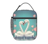 Qwvbn The Swan in Love Sac à déjeuner isotherme pratique et réutilisable adapté pour le travail, les voyages, les pique-niques, le bureau, etc.