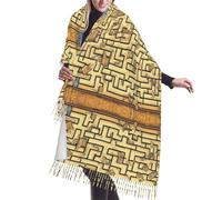 QWVBN Treasure Labyrinthe Imprimé Faux Cachemire Écharpe Thermique Frange Accessoire Automne/Hiver Convient pour Mariage, Voyage et Plus