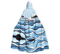 Qwvbn Waves lapping at the rocks Costume d'Halloween à capuche pour jeu de rôle Cape cape légère drapée veste