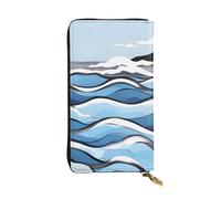 Qwvbn Waves Lapping at The Rocks Portefeuille long en cuir pour ranger les chèques et les téléphones portables pour homme et femme
