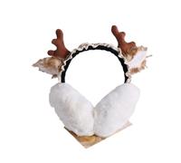 QWWQYDY Cache Oreilles Pour Femme Écouteurs Steampunk for femmes, motif bois de cerf, pliables, style Lolita et fourrure(Beige)