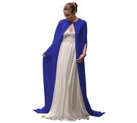 QWWQYDY Cardigan Femme Ete Cape Longue en Mousseline de Soie for Femme, col Rond, châle de Bal, boléro Doux et élégant(Blue,Back Length 1.3m)