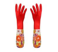 QWWQYDY Gant Menage 1pair Colored Latex Extended Household Gloves For Washing Dishes And Clothes, Dedicated For Cleaning(Red)