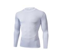 QWWQYDY Shirt Manche Longue Homme Vêtements de Course à Pied serrés à séchage Rapide for Hommes, vêtements de Sport à Compression à Manches Longues, Basket-Ball, Fitness(White,XX-Large)