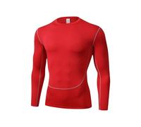 QWWQYDY Shirt Manche Longue Homme Vêtements de Course à Pied serrés à séchage Rapide for Hommes, vêtements de Sport à Compression à Manches Longues, Basket-Ball, Fitness(Red,XX-Large)