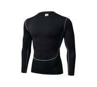 QWWQYDY Shirt Manche Longue Homme Vêtements de Course à Pied serrés à séchage Rapide for Hommes, vêtements de Sport à Compression à Manches Longues, Basket-Ball, Fitness(Black,M)