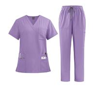 QWWQYDY Vêtements Médicals Ensembles de blouses for femmes, hauts d'hôpital, pantalons, accessoires for infirmières, clinique dentaire, salon beauté, vêtements travail, costume(Purple,M)