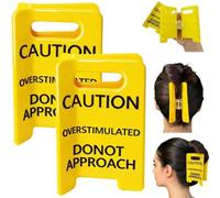 QWYEIQ Lot de 2 pinces à cheveux amusantes avec panneau d'avertissement surstimulé, jaune « Do Not Approach », pinces à cheveux à forte adhérence pour cheveux épais, cadeau amusant pour femmes et