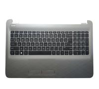QWZOZST Clavier d'ordinateur Portable Russe/américain/Britannique/Espagnol/Latin/Allemand/Italien pour HP 15-AC 15-AY 15-AF 15-BA TPN-C125 TPN-C126 avec Repose-Poignets supérieur(Silver US)