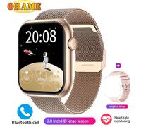 Qx7 Montre Intelligente Hommes Femmes 2.01 Pouces Smartwatch Bluetooth Appel Fréquence Cardiaque Sos Sang Oxygène Gps Ai Voix Sport Smartwatch 2025New.Golden Steel Pink.2025New Watch