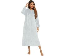 QXDZSW Automne Flanelle Chemise de Nuit Cardigan à Capuche Européenne Américaine Femme Homme Chemise de Nuit Pyjama Couple, gris clair, XL