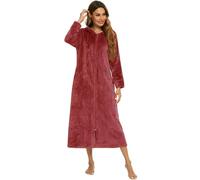 QXDZSW Automne Flanelle Chemise de Nuit Cardigan à Capuche Européenne Américaine Femme Homme Chemise de Nuit Pyjama Couple, bordeaux, XL