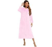 QXDZSW Automne Flanelle Chemise de Nuit Cardigan à Capuche Européenne Américaine Femme Homme Chemise de Nuit Pyjama Couple, rose, XL