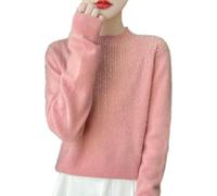 QXDZSW Automne/Hiver 24 Imprimé Diamant Tricoté Demi Hauteur Pull Femme Laine Top Loose Chaud Cachemire Pull, FEN, L