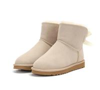 QXDZSW Bottes d'hiver chaudes avec nœud pour femme Taille 34-45, sable, 38.5 EU