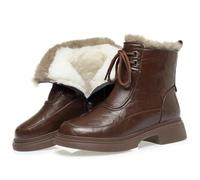 QXDZSW Bottines pour femme - Antidérapantes - Chaudes - Chaussures d'hiver - Grande taille - Plateforme - Bottes de neige pour femme, Laine marron, 38 EU
