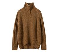 QXDZSW Chandails doux et collants, col montant boutonné, laine florale épaisse, chandails en cachemire et soie de mûrier, Feuilles d'érable jaune, Taille unique