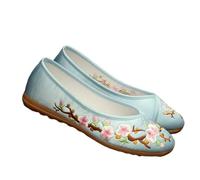 QXDZSW Chaussures à talons plats pour femme Chaussures de danse nationale confortables Mocassins brodés Foral Chaussures, bleu, 36.5 EU