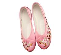 QXDZSW Chaussures à talons plats pour femme Chaussures de danse nationale confortables Mocassins brodés Foral Chaussures, rose, 36 EU