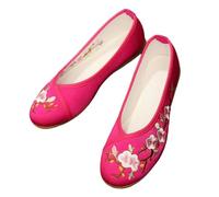 QXDZSW Chaussures à talons plats pour femme Chaussures de danse nationale confortables Mocassins brodés Foral Chaussures, Rouge pêche., 39.5 EU