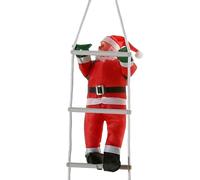 QXDZSW Décoration de Père Noël sur échelles Statuette de Père Noël à suspendre au mur Accessoire de fête Festival Pas besoin de piles
