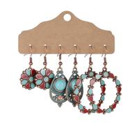 QXDZSW Ensemble de boucles d'oreilles géométriques rondes et ethniques en forme de goutte d'eau pour femme, Laiton