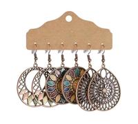 QXDZSW Ensemble de boucles d'oreilles géométriques rondes et ethniques en forme de goutte d'eau pour femme, Laiton