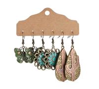 QXDZSW Ensemble de boucles d'oreilles géométriques rondes et ethniques en forme de goutte d'eau pour femme, Laiton