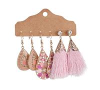 QXDZSW Ensemble de boucles d'oreilles géométriques rondes et ethniques en forme de goutte d'eau pour femme, Laiton