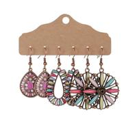 QXDZSW Ensemble de boucles d'oreilles géométriques rondes et ethniques en forme de goutte d'eau pour femme, Laiton