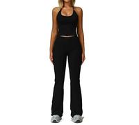 QXDZSW Ensemble de vêtements de yoga 2 pièces pour femme, soutien-gorge de sport, short taille haute, fitness, course à pied, entraînement, vêtements de sport, Advanced Black Set 1, L